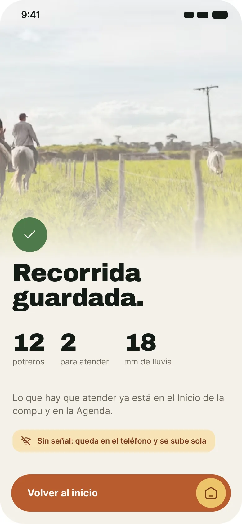Recorrida guardada sin señal: queda en el teléfono y se sube sola